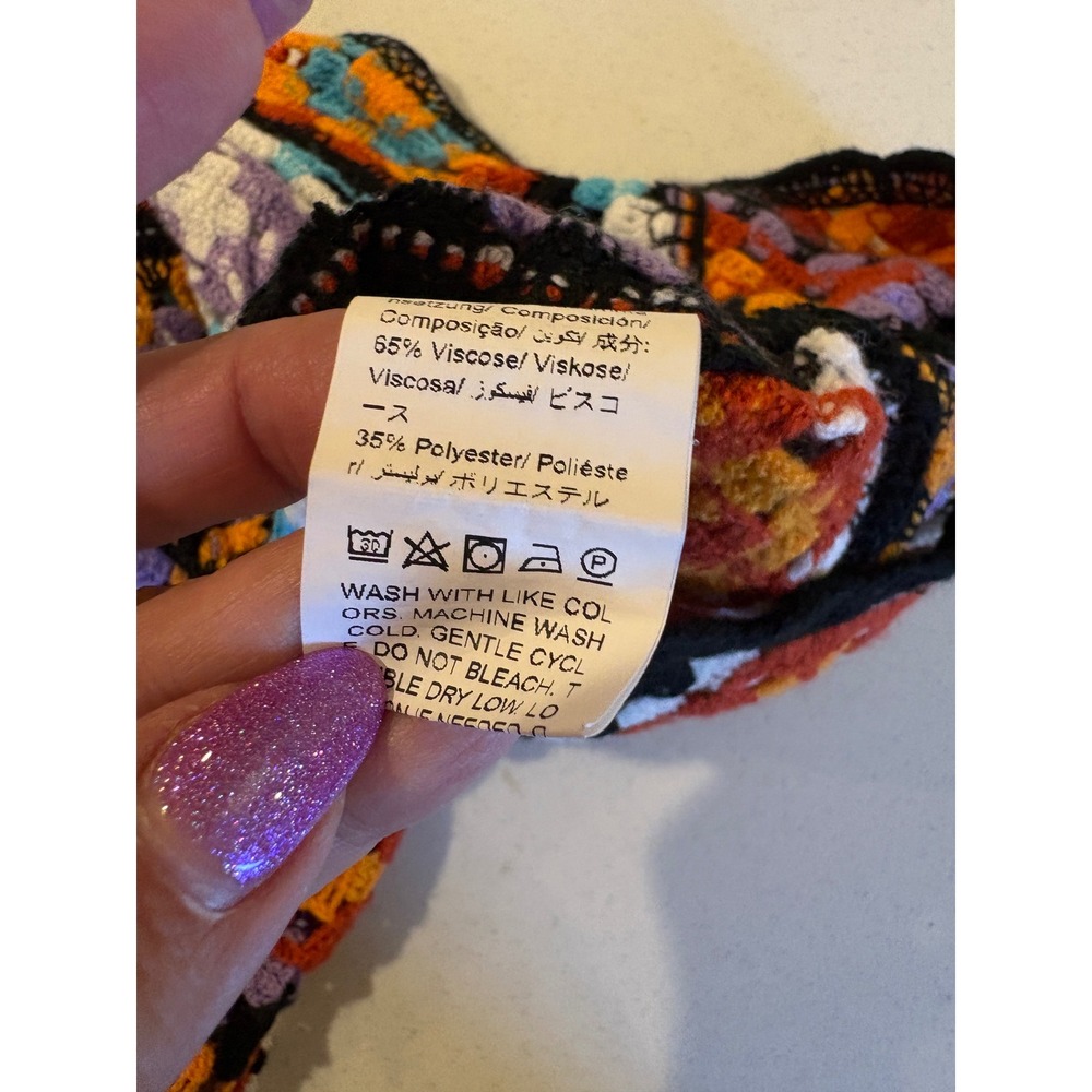 Multicolor Crochet Granny Square Shrug Bolero Cropped Cardigan Black Boho - Picture 3 of 11